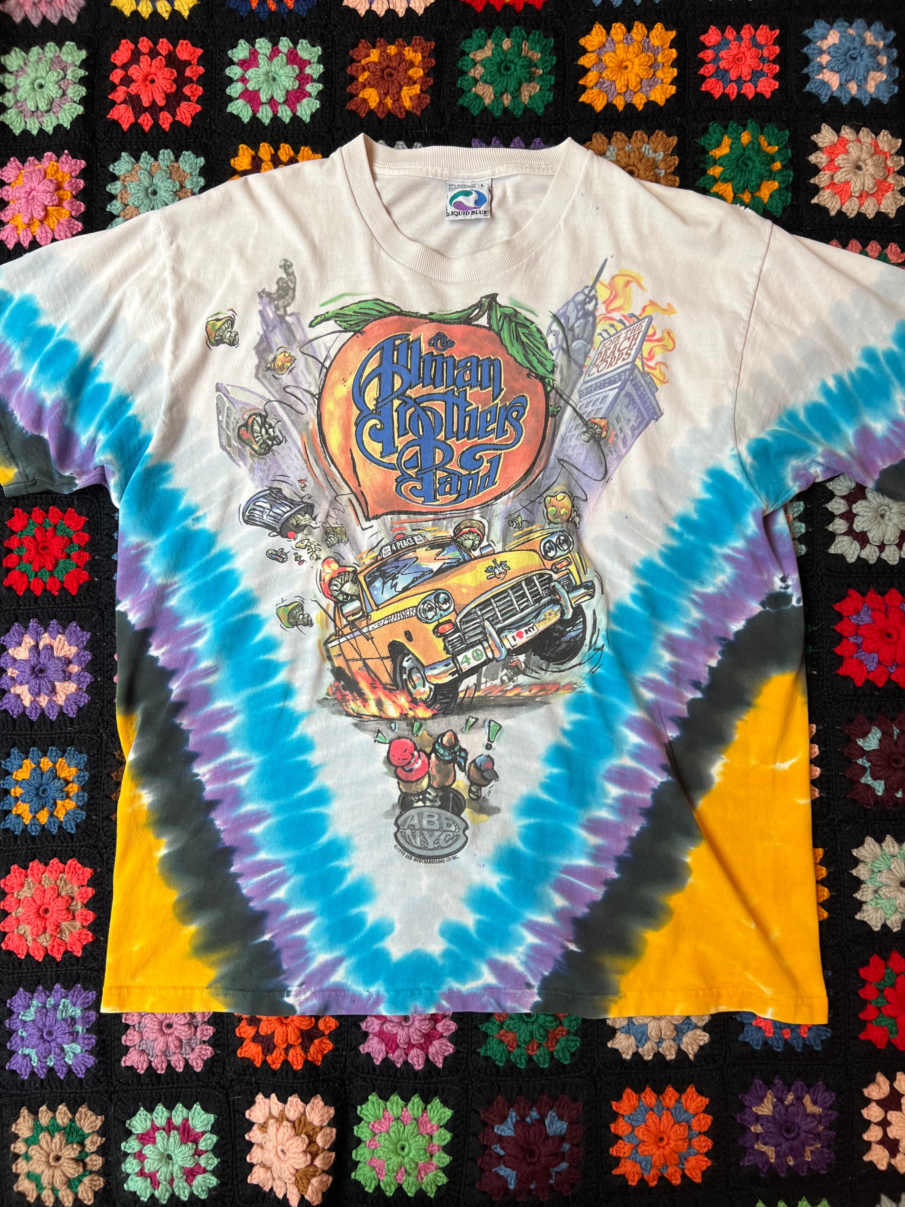 Vintage The Allman Brothers Band 1998 Tour NYC Liquid Blue Tie Dye