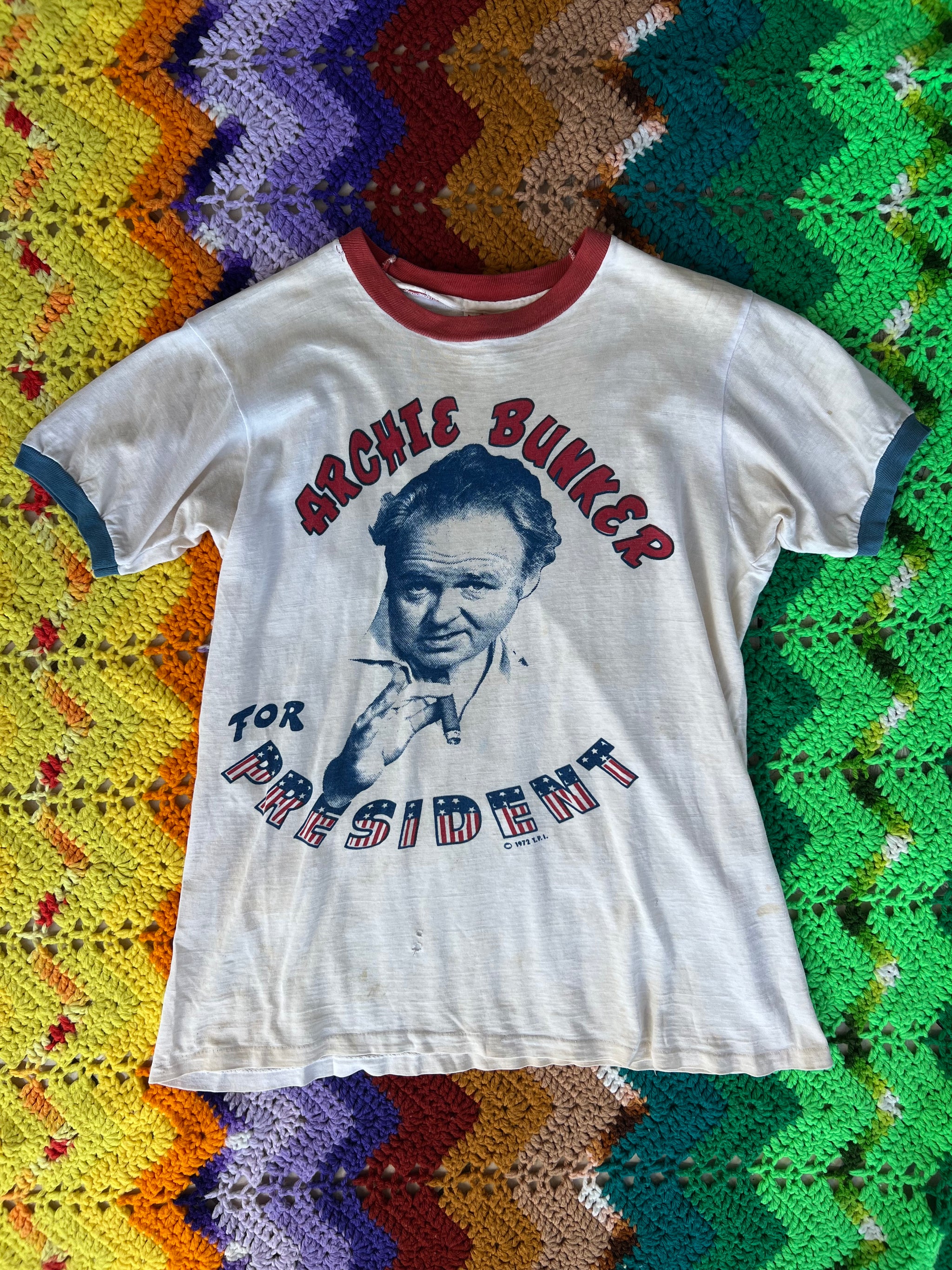 Vintage 70s Archie Bunker For President Ringer T-Shirt – Red Hot