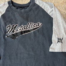 Load image into Gallery viewer, Vintage 90s Thrashed Metallica Black &amp; Gray 3/4 Sleeve Raglan T-Shirt

