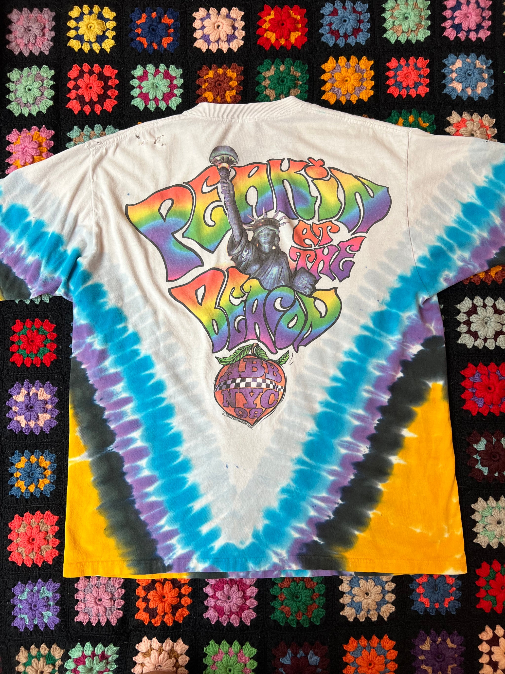 Vintage The Allman Brothers Band 1998 Tour NYC Liquid Blue Tie Dye